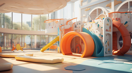3d render of a children's playground in a kindergarten or preschoolの素材