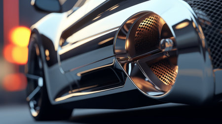 3D rendering of a brand-less generic concept car in studio environmentの素材