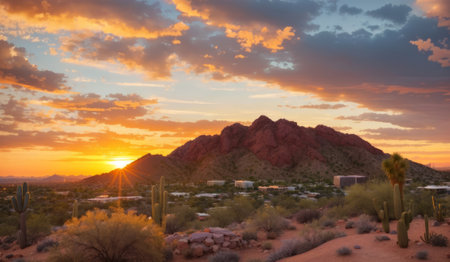 Sunset over the Red Rock Canyon National Conservation Area, Nevada, USAの素材