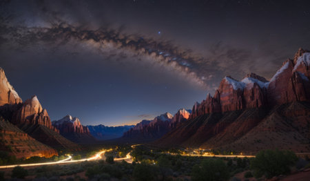 Night view of Capitol Reef National Park in United States of America.の素材