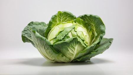 Cabbage on a white background. Green cabbage on a white background.の素材