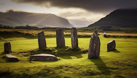 Ancient megalithic stone circle in the Isle of Skyeの素材