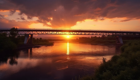 Sunset over the Dnipro river in Ukraine, Ukraineの素材