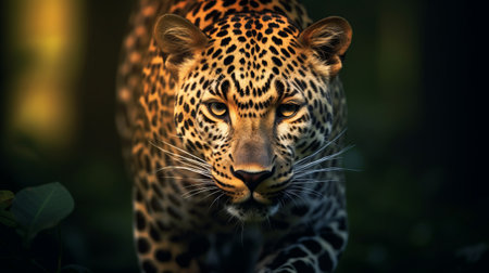 Leopard in the jungle. Wildlife scene from Africa. Panthera pardusの素材