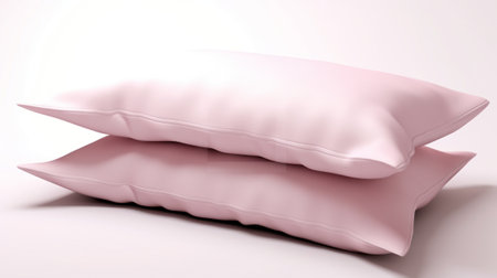 Two pink pillows on a white background. 3D rendering.の素材