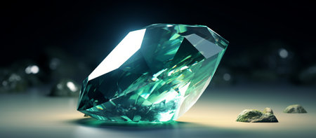 Aquamarine on a black background. 3d rendering.の素材