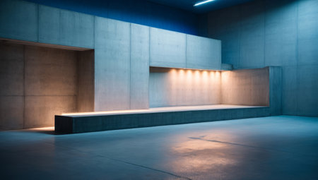 Empty concrete room with lighting in the center. 3d rendering.の素材