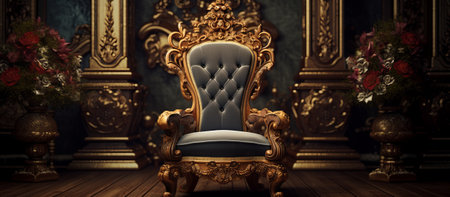 Luxury royal armchair in the interior. 3D renderの素材