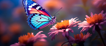 Butterfly on flowers in the garden. Beautiful nature scene.の素材