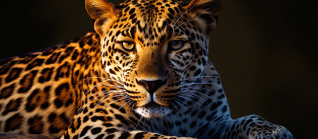 Leopard portrait in Kruger National Park, South Africa ; Specie Panthera pardus family of Felidaeの素材