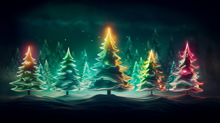 Christmas background with fir trees and snowdrifts. Vector illustration.の素材