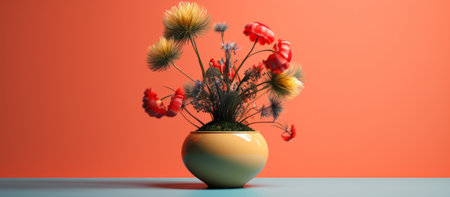 Bouquet of flowers in a vase. 3d renderingの素材