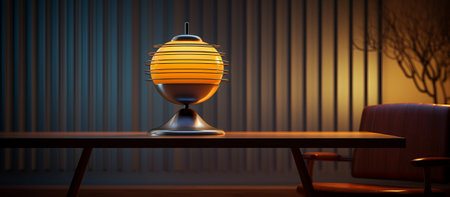 3d rendering of a lamp on a table in a living roomの素材
