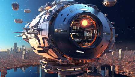 3D CG rendering of space ship. High resolution image. 3D illustration.の素材