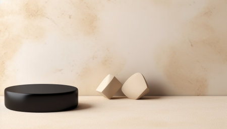 3d render of abstract geometric forms. Minimal scene with podium for product presentation.の素材
