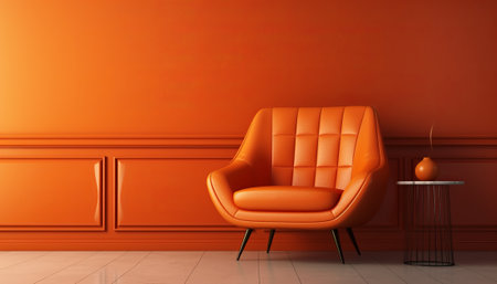 Orange armchair in classic interior. 3d render illustration mock upの素材
