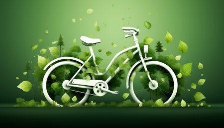 Bicycle in green nature background. Vector illustration. Eps 10.の素材