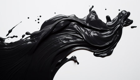 Black paint splashing isolated on white background. Abstract background for design.の素材
