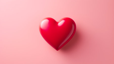 Red heart on pink background. Valentine's day concept. 3D Renderingの素材