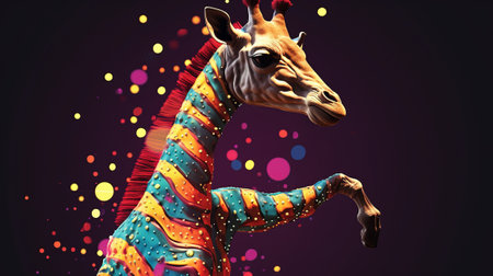 Giraffe zebra with colorful abstract background. 3d renderingの素材