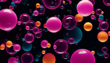 abstract background with colorful bubbles, 3d illustration, computer generated imagesの素材