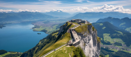 Panoramic view of the Swiss Alps in summer, Switzerland.の素材