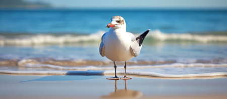 Seagull on the beach, shallow depth of field, selective focusの素材