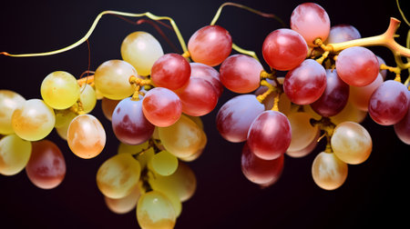 Bunch of grapes on a black background. Close-up.の素材