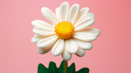 White daisy flower isolated on pink background. Close-up.の素材
