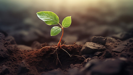 Green seedling illustrating concept of new life and new beginning. 3d renderの素材