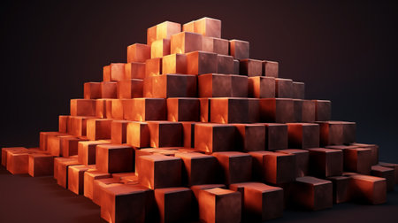 Abstract 3d rendering of geometric shapes made of cubes. Futuristic background.の素材