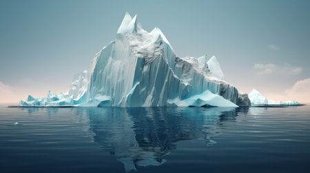 Iceberg floating in the ocean, 3d render illustration of icebergの素材