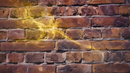 Lightning over a brick wall. Abstract background for the designer.の素材