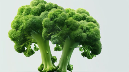 Broccoli on a white background. 3d rendering, 3d illustration.の素材