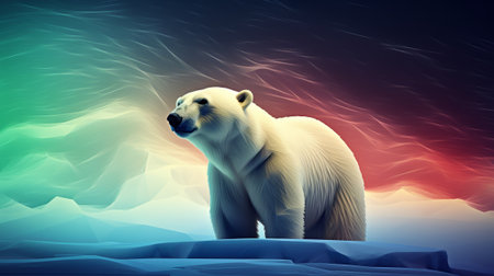 Illustration of a polar bear in the snow, 3d renderの素材