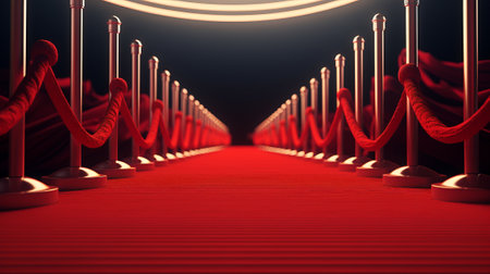 Red carpet with red carpet. 3D rendering. Computer digital drawing.の素材