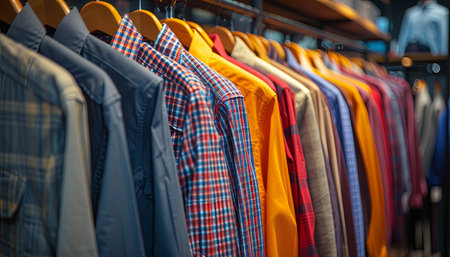 Men's shirts in a fashion store. Shallow depth of fieldの素材