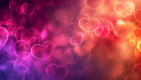 Valentine's day background with bokeh lights and heartsの素材