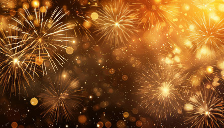 Fireworks New Year's Eve background bokeh. Vector illustrationの素材