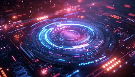 Futuristic HUD interface. Abstract future technology background. 3d renderingの素材