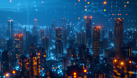 Cityscape of the night city. The concept of the future.の素材
