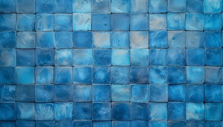 Blue ceramic tile wall background. Abstract texture of ceramic tile wall.の素材