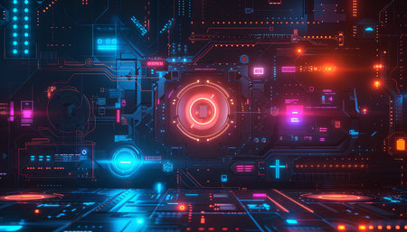 Futuristic technology interface. Abstract background. 3D Renderingの素材