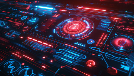 Futuristic glowing HUD interface. Technology concept. 3D Renderingの素材