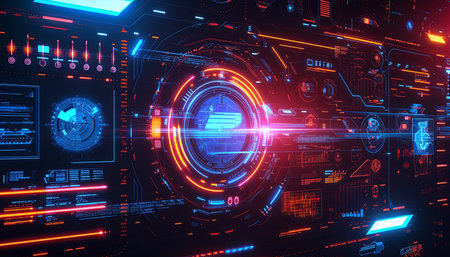 Futuristic user interface. Technology concept. 3D Renderingの素材
