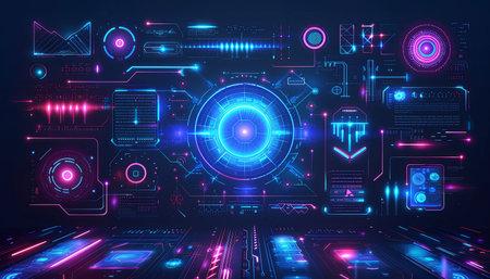 Futuristic user interface HUD. Futuristic user interface HUD. Futuristic user interface HUD. Vector illustrationの素材