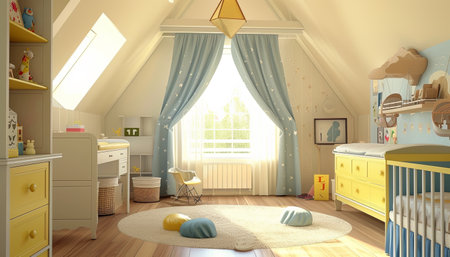 3D rendering of a child's room with a children's roomの素材