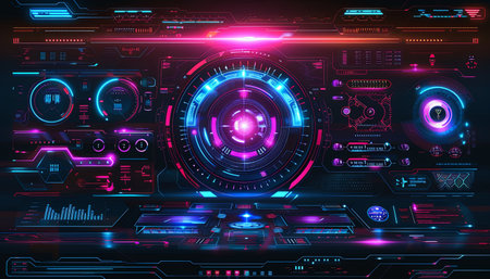 Futuristic user interface. HUD user interface. Vector illustration.の素材