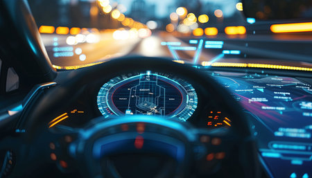 View from the inside of the car. The concept of speed and driving.の素材