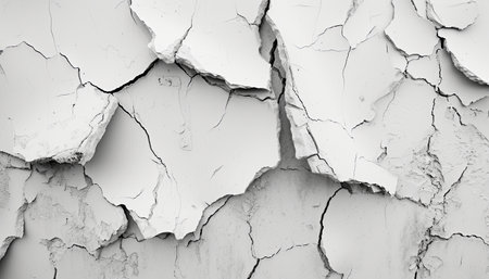 Cracked white paint on wall. Abstract background and texture for design.の素材